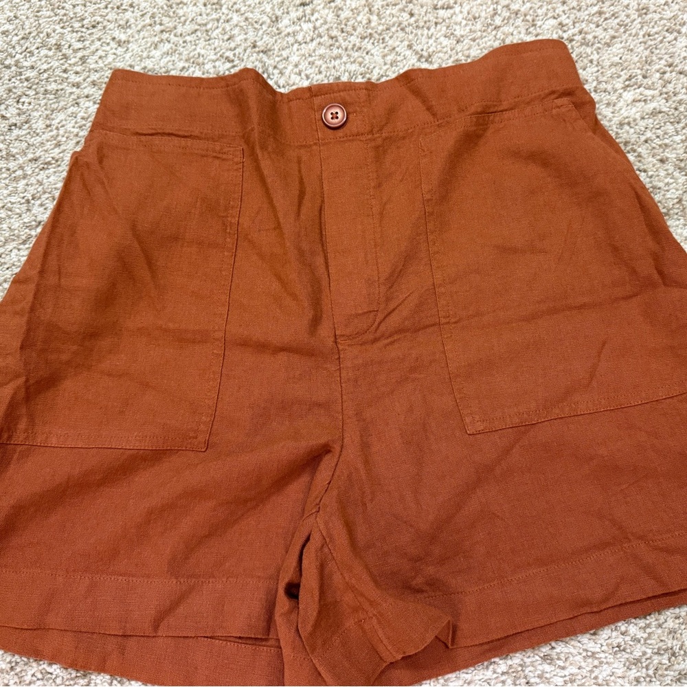 LOFT Terracotta Linen Shorts
